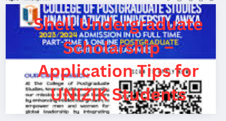 Shell Undergraduate Scholarship – Application Tips for UNIZIK Students
